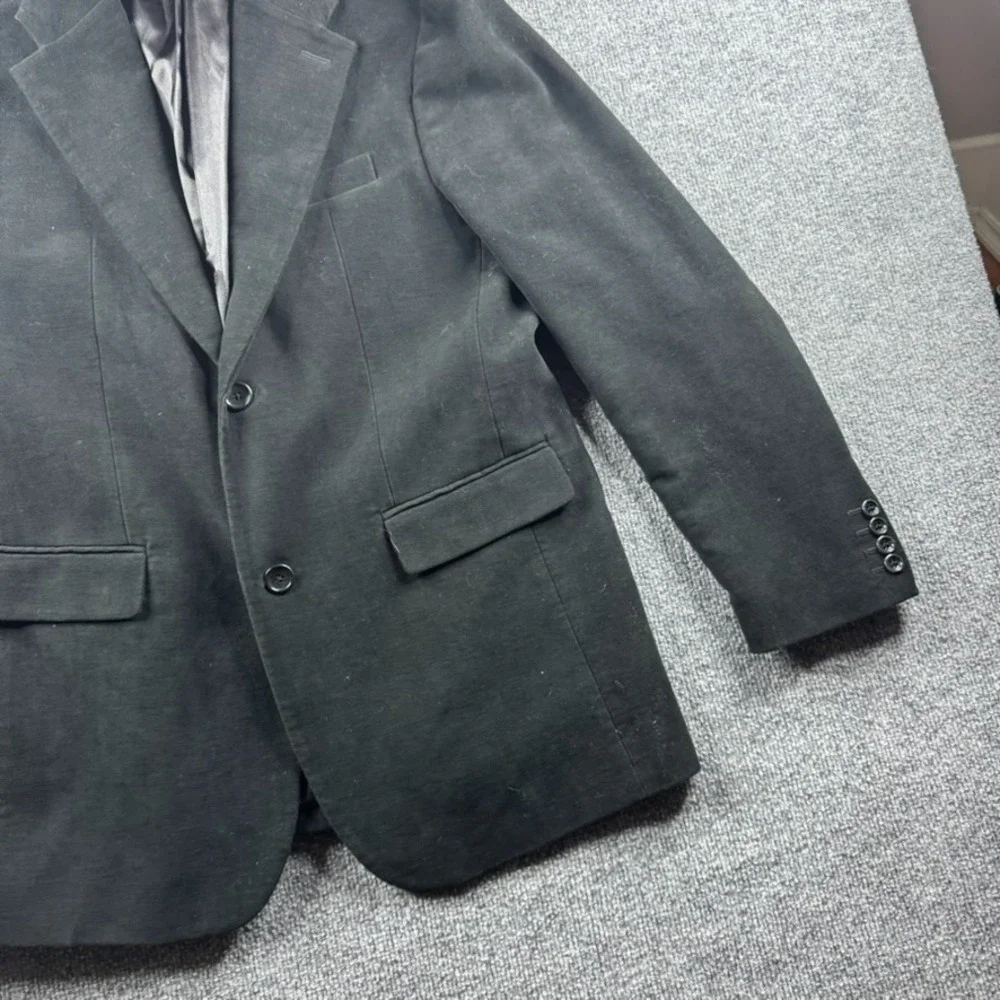 Banana Republic Blazer Men 42R Black Suede Sport Coat Jacket Suit Cotton Career
